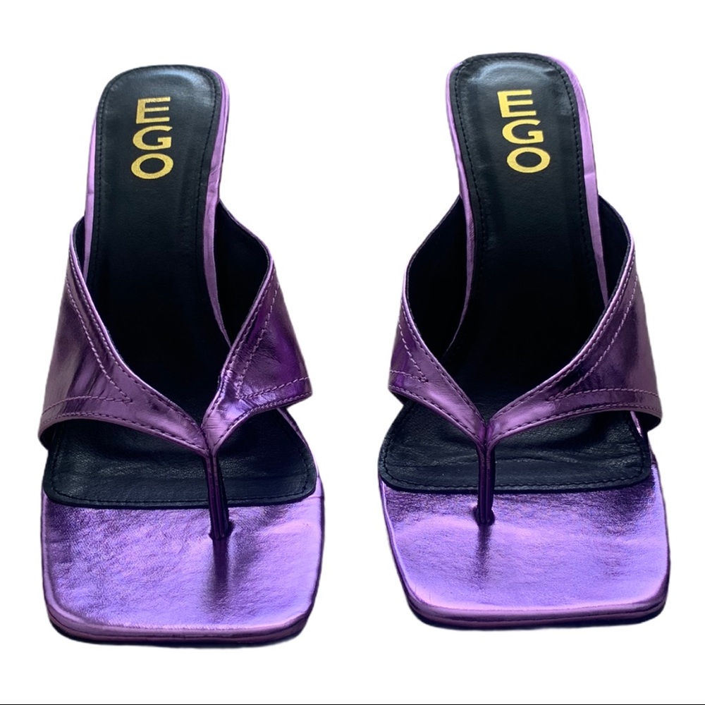 Ego Lafayette Square Toe Curved Thong Heel Size 9